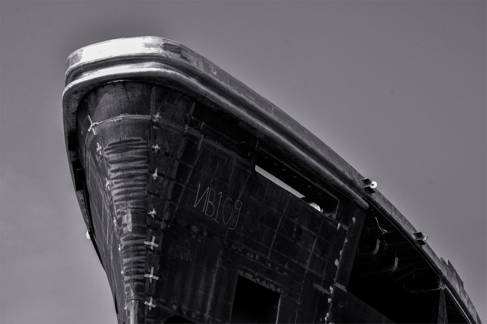Bare steel hull NB109 under construction at Tuzla