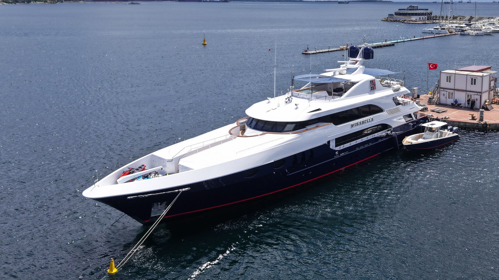 M/Y Mirabella at the yard berth after her refit