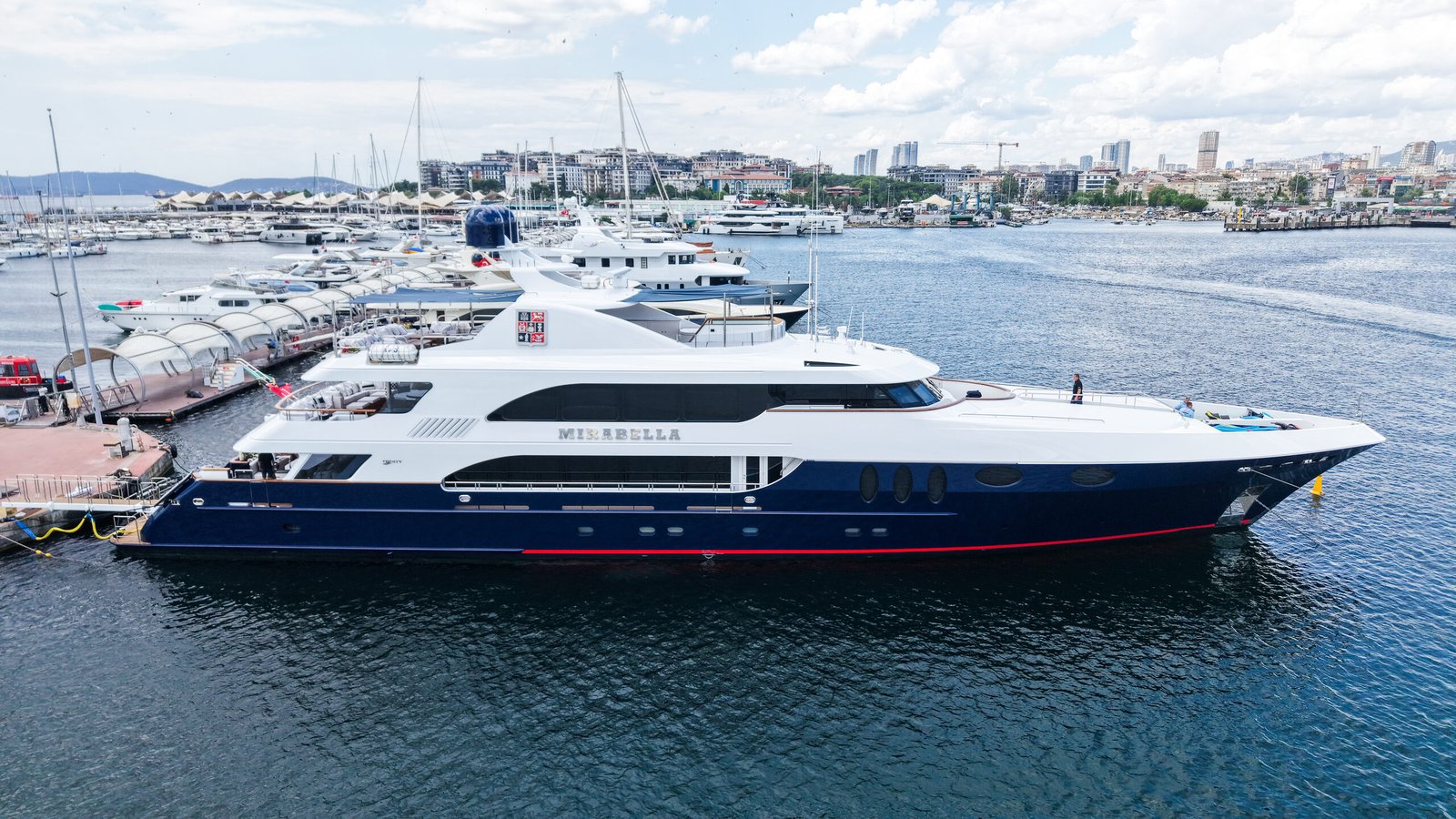 M/Y Mirabella exterior profile after her 2026 refit at Reviva Refit, Mengi Yay Shipyard