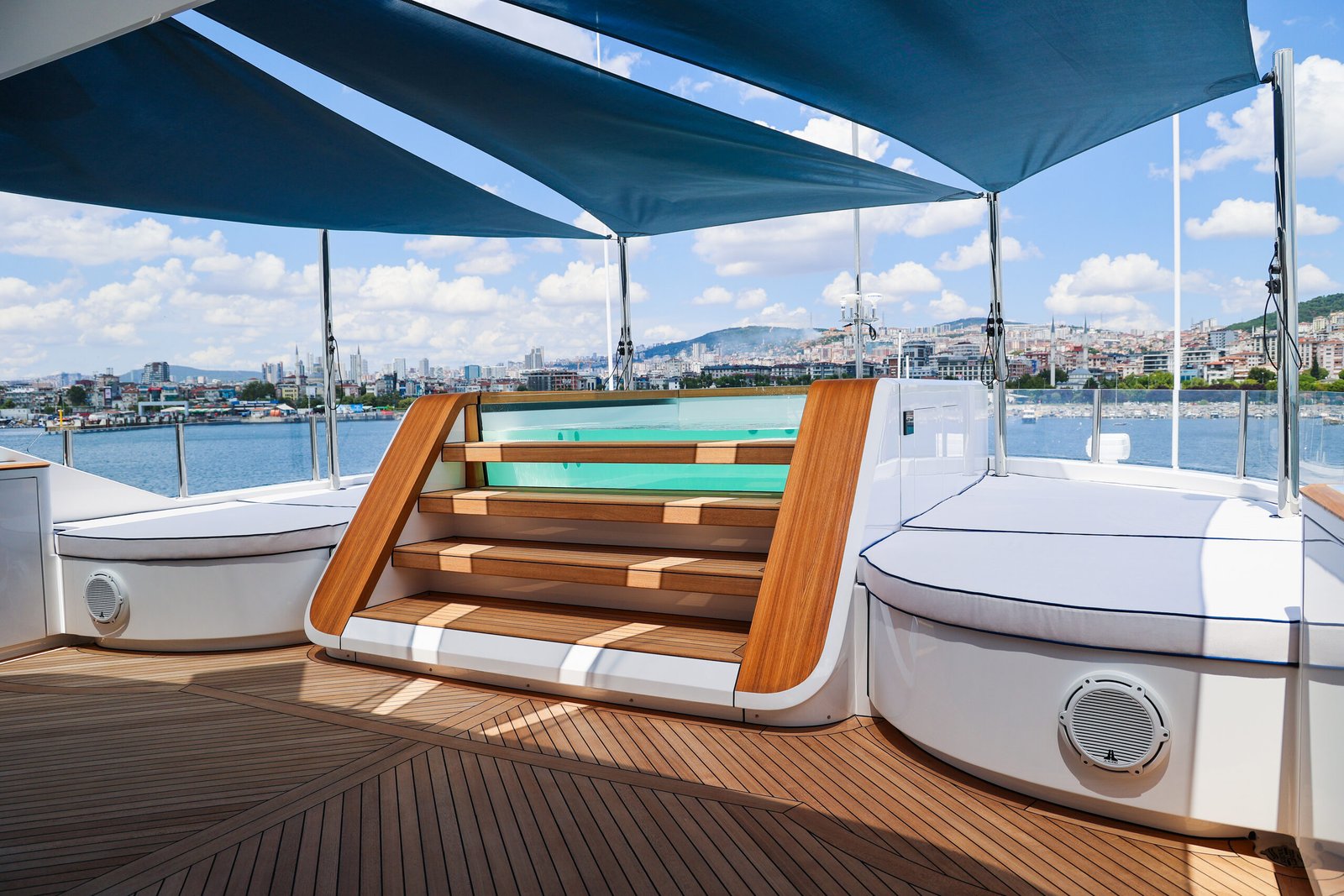 M/Y Mirabella sun deck after her 2026 refit at Reviva Refit, Mengi Yay Shipyard